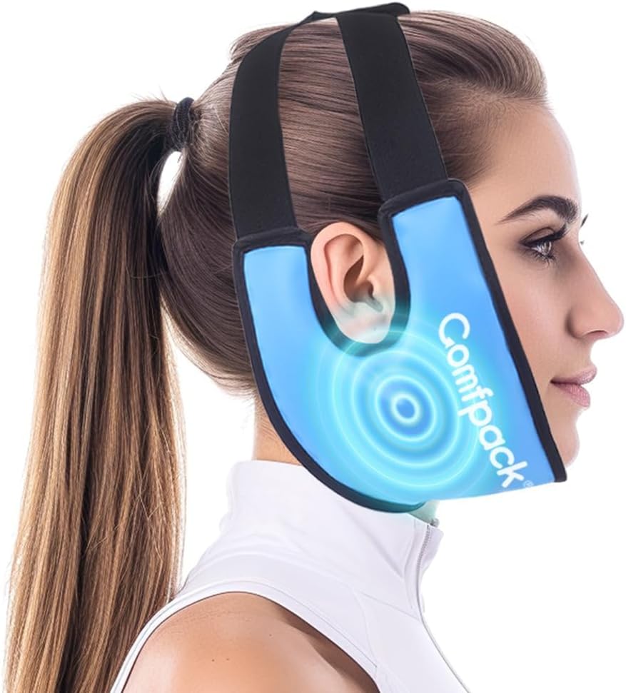 Bilgelik Dişleri Buz Paketi Kafası Ear Hole Design, FSA Eable, Soft Face Ice Pack Reusable Gel Hot Cold Therapy for TMJ Pain Relief, Oral Surgery, Face Swelling, Tonsill Recovery, Face Swelling, Tonsill Recovery