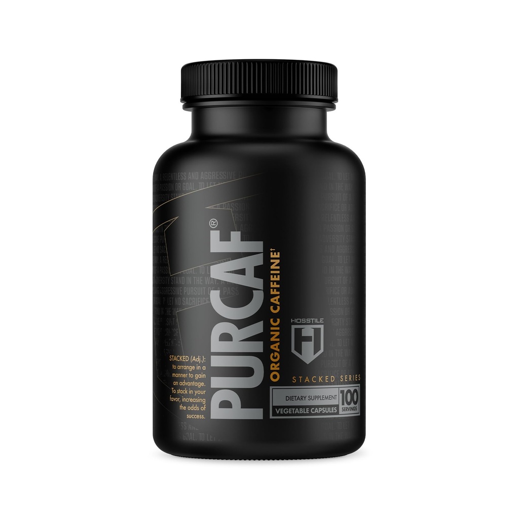 HOSSTILE PurCaf Organik Caffeine Capsules, Natural Energy Supplement, No Crash veya Jitters, Pre Workout Focus & Energy, 200 mg Per Service, 100 Pills