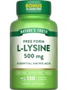 Nature's Truth L-Lysine 500 mg | 130 kapaklı Caplets | Free Form | Essential replica | Vegan, Non-GMO, & Gluten Free Supplement Supplement