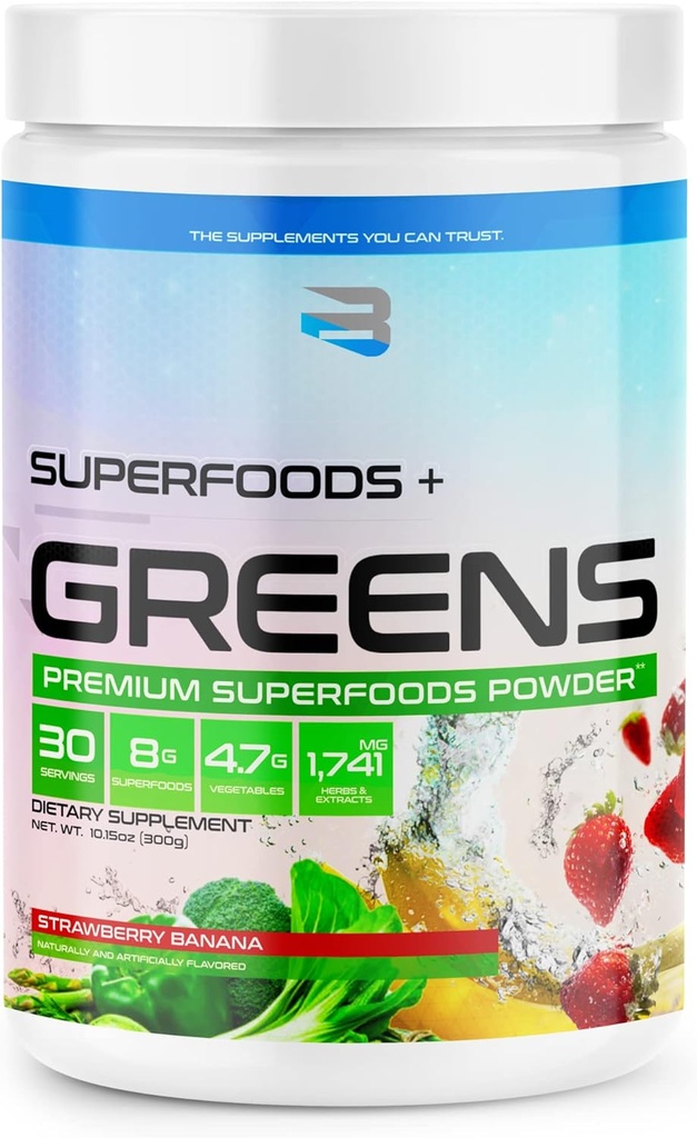 Πιστεύουν Συμπληρώματα Superfoods+Πράσινα (Strawberry Banana)