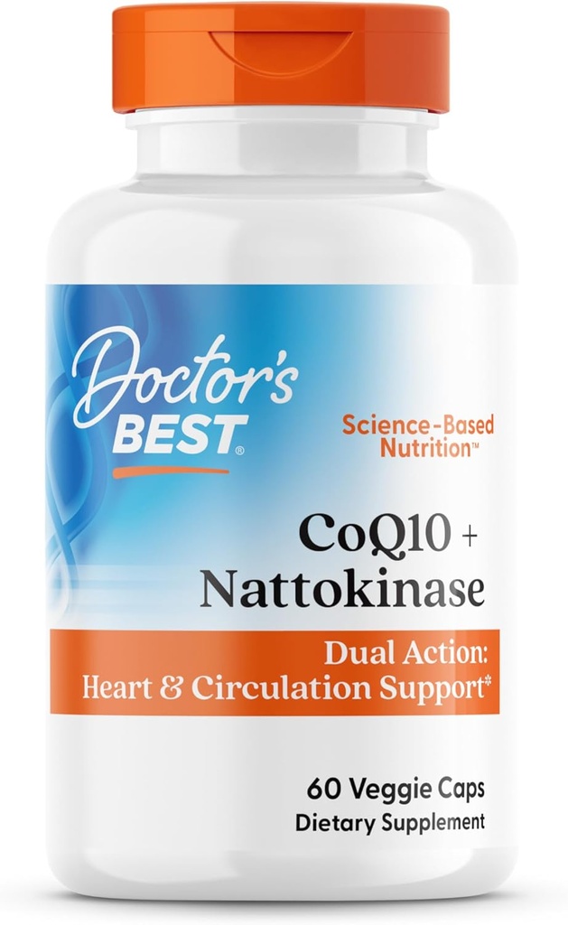 Best CoQ10 100 mg του γιατρού + Nattokinase 2.000FU, υποστηρίζει την υποστήριξη καρδιάς & κυκλοφορίας, μη-GMO, γλουτένη χωρίς, Vegan, 60 καπάκια λαχανικών