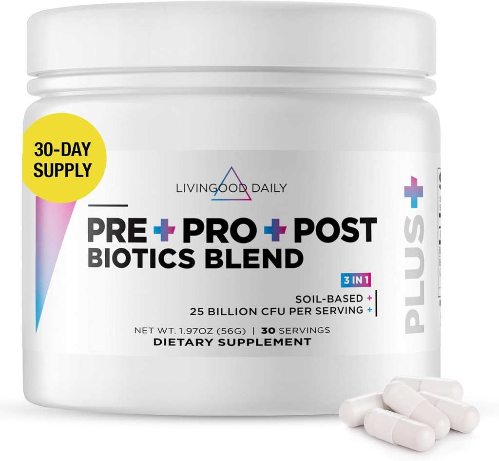 Livingood Daily Pre Pro Post Biotics Mix Toz, Digestive Health Supplement with Prebiyotiks from Organic Blue Agave Inulin, SBO Probiyotiks, Probiyotiks for Women & Men, Non GMO, Vegan, 30 Servisler
