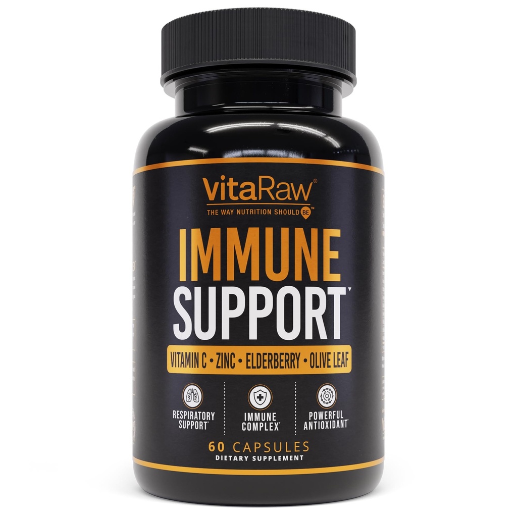 Immune Support Vitamins - Çinko ile Yaşlılar, C vitamini ve Yetişkinler için Garlic - Sambucus Black Elderberry Capsules & Echinacea Immunity Renewal Complex