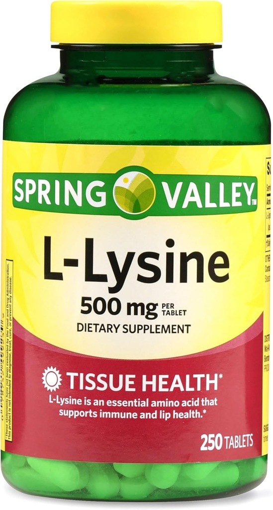 L-Lysine 500 mg 250 Tablet - Immune System Support, Skin, Lip ve Tound Health, Lysin, Lisina, Gluten-Free L Lysine 500 Mg for Daily Wellness