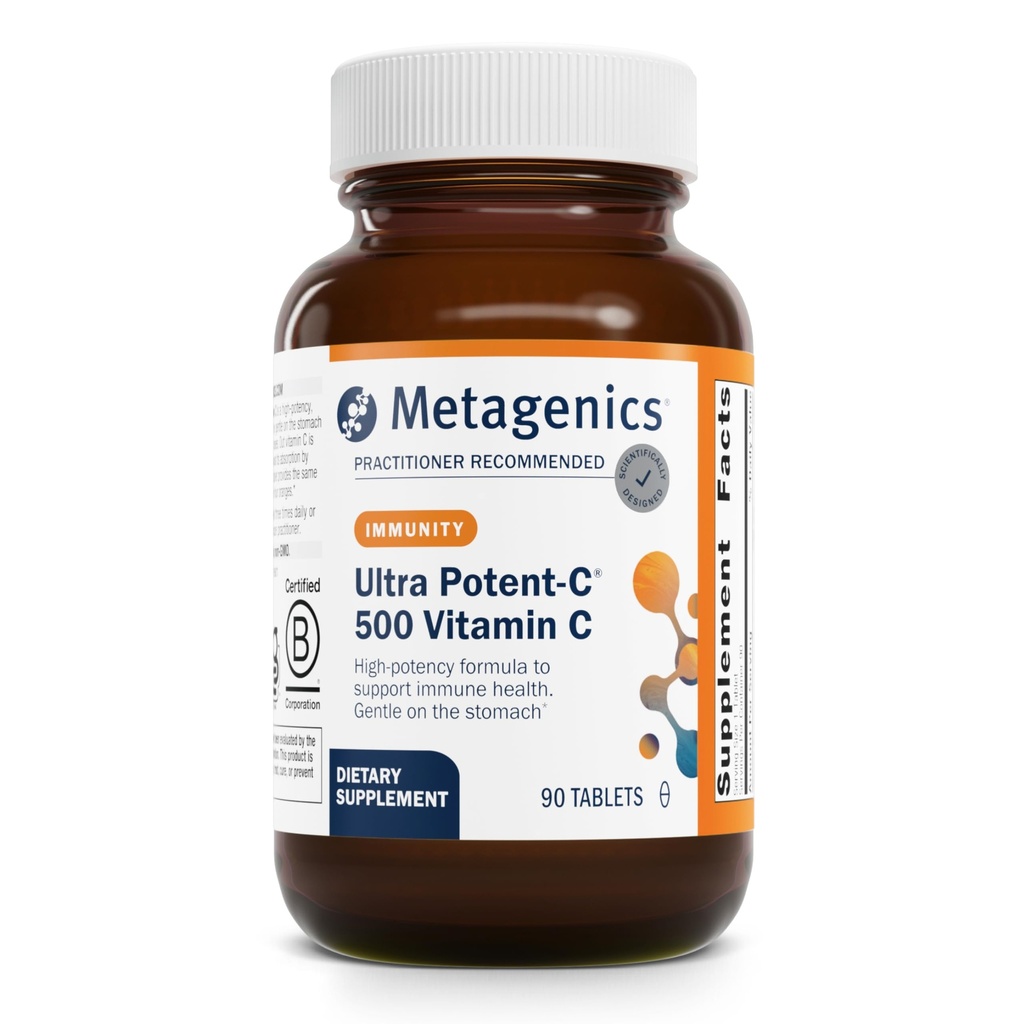Metagenics Ultra Potent-C 500 - Immune Support, Antioxy Defense & Collagen Formation - Gentle, Stomach-Friendly, Non-GMO, Gluten-Free - 90 Tabletler