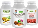 ANDREW LESSMAN 3 Προϊόν Digestive Bundle - 30 Κάψουλες Κάθε μια από Turmeric 400 Curcumin, Digest Assure & Ultimate Friendly Flora. Υποστήριξη & Ενίσχυση Υγιείς Πειθαρχικές Διαδικασίες.