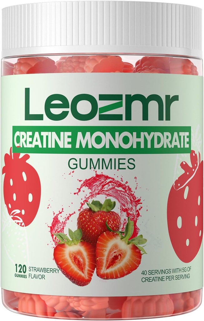 Kretine Monohidrat Gummies 5000 mg for Men & Women, Chewables Kretine Monohidrat Supplement (120 Count)- Strawberry 120 Gummies