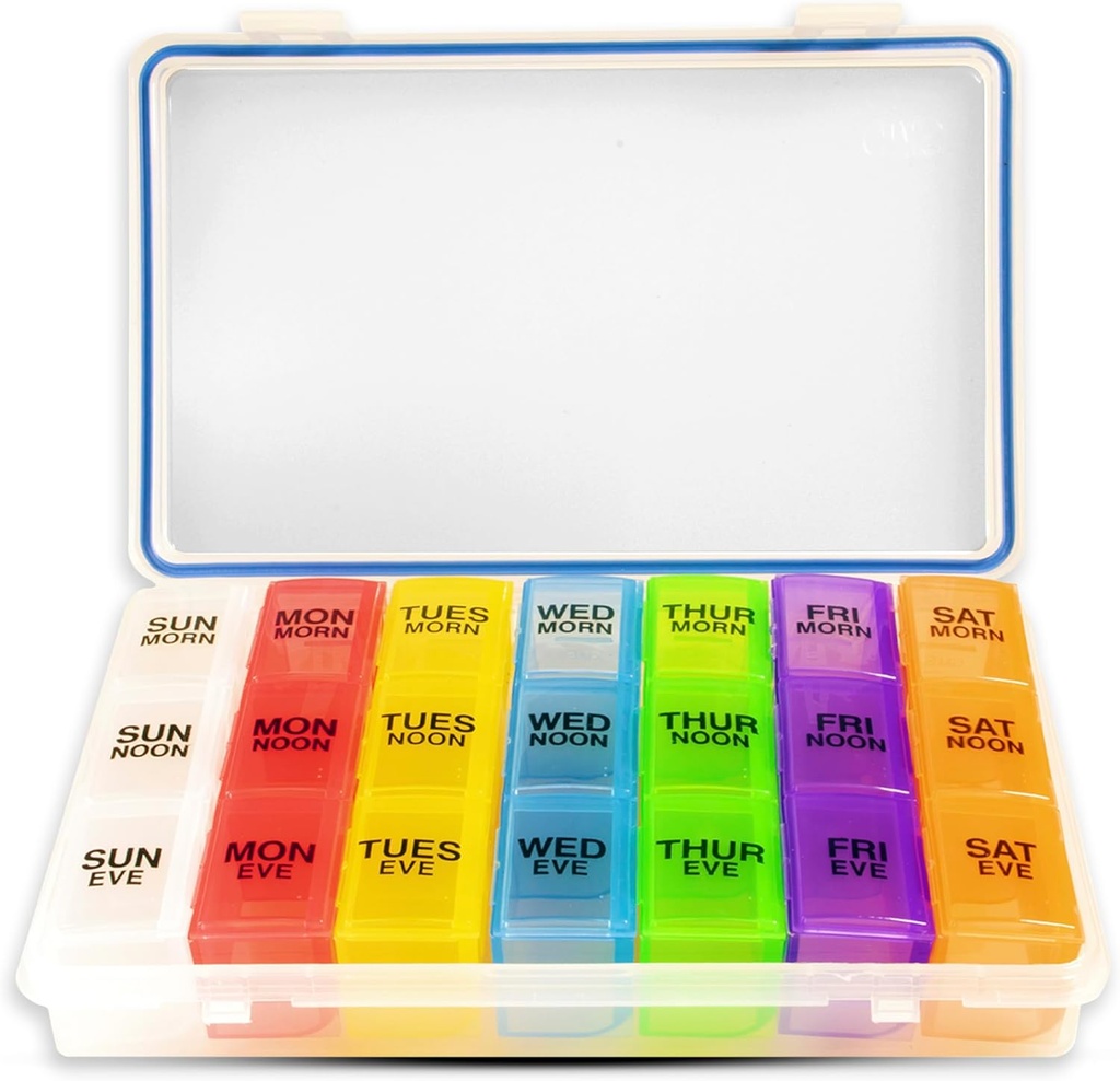 GMS 7Day 3-Times-a-Day Pill Organizer - Daily Reforce Drug Containers, Vitamin & Tıp Kullanımı için Uygun - Güvenli, Sturdy, Su Haftalık Tablet Organizeörü, Seyahat için İdeal Pill Box