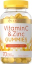 Carlyle Vitamin C ve çinko Gummies | 70 Kont | Lemon Flavor | Vegan, Non-GMO ve Gluten Free Supplement