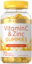 Carlyle Vitamin C ve çinko Gummies | 70 Kont | Lemon Flavor | Vegan, Non-GMO ve Gluten Free Supplement