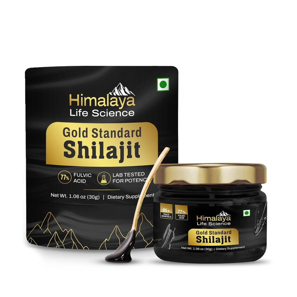 Pure Shilajitwear | Çoğu Potent Shilajit Hindistan, Gold Grade for Men & Women, 75 Energy Boost, 85+ Trace Minerals,% 77 Fulvic Acid, Lab Tested, 30g