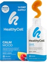 Healthycell Calm Mood Daily Liquid Supplement - Cortisol Manager & Mood Υποστήριξη συμπλήρωμα για το άγχος με Ashwagandha, L-Θεανίνη, Μαγνήσιο, 5-HTP, GABA & Saffron - 14 Gel πακέτα