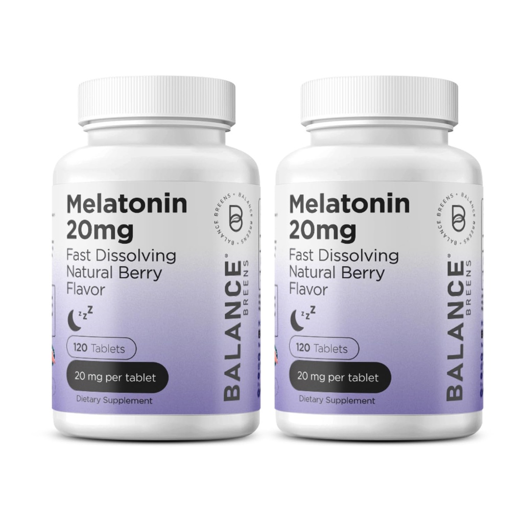 Balancebreens Melatonin 20mg Fast Dissolve Tablets - High Potency, Fast Acting, Natural Sleep Support – Sleep Aids for Adults – Non-Groggy, Drug-Free Formula – 120 Sleeping Pills
