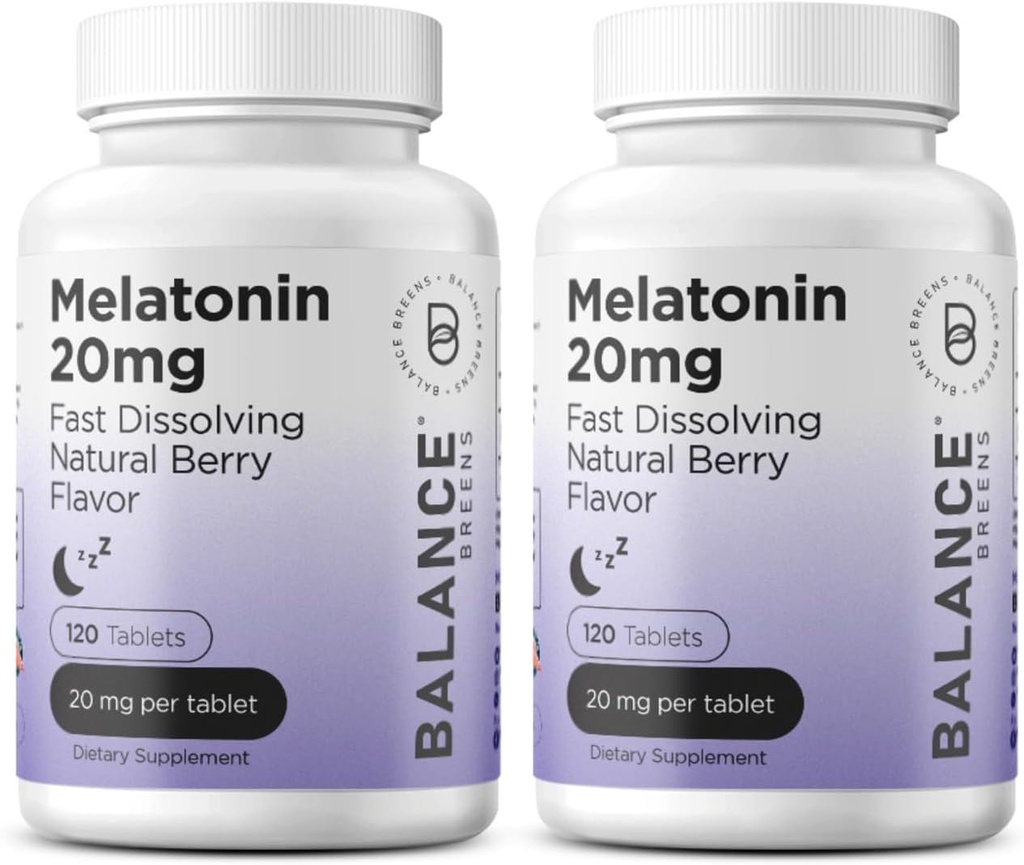 Melatonin 20 mg Fast Dissolve Tabletleri - Yüksek Potency, Fast Acting, Natural Sleep Support - Sleep Aids for Yetişkinler - Non-Groggy, Drug-Free Formula - 120 Uyku Pills - 2 Paket