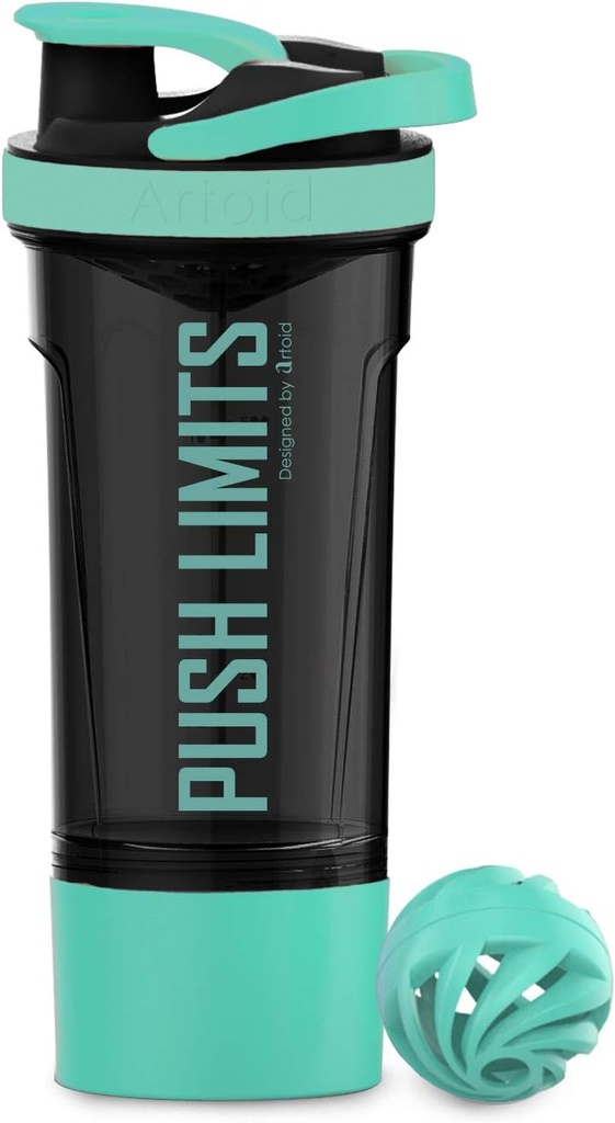 Artoid Mode 24Ounce Protein Shaker Şişe, Dual Mix Teknolojisi, Honda Free, Aqua Green/Black