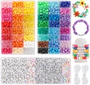Quefe 3960lay Platinum 48 Colors Kandi Beads Set, 2400par Plastik Rainbow Bulk ve 1560ay Mektup Ayakkabıları için 20 Metre Elastik Konuyla Başlıyor