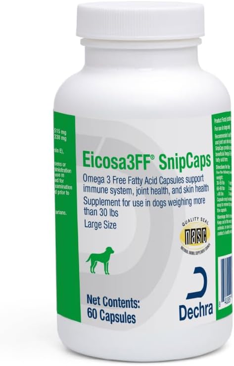 Eicosa3FF SnipCaps Omega 3 Free Fatty Acid Capsules for Köpekler - Büyük, 60 ct