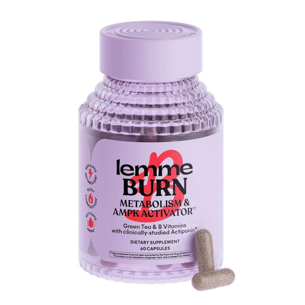 Lemme Burn - Metabolism, Belly Fat Yanıyor + AMPK Erkekler ve Kadınlar için Tamam / Clinically Studied Actiponin Gynostemma, Green Tea Extract, Vitamins B6 & B12 - Gluten Free, 60