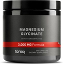 Toniiq 3.000mg Υπερυψηλής Δύναμης Γλυκινικό Μαγνήσιο - 20% Καθαρό για να περιέχει 600mg Στοιχειώδες Μαγνήσιο - χημικώς και βιοδιαθέσιμο συμπλήρωμα μαγνησίου - 240 κάψουλες λαχανικών