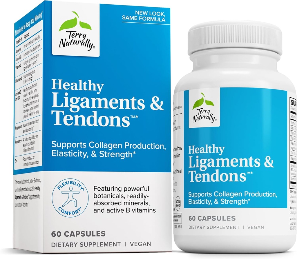 Terry Doğal Sağlıklı Ligaments & Tendons - Connective Tound & Joint Pumpion Support - Non-GMO Formula to Aid Ligament & Muscle Health - 60 Capsules