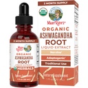 MaryRuth Organics Ashwagandha Root | USDA Organik Ashwagandha Liquid Drops | Stres Yardımı, Doğal Calm, Rahatlama ve Mood Support Supplement | Adaptogen | Nervine | Vegan | Non-GMO | 60 Hizmet