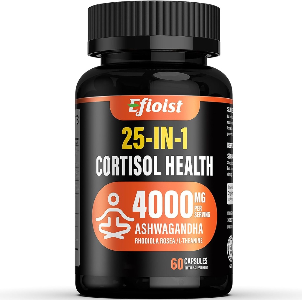 Cortisol Health Supplement, 25-in-1 Cortizol for Women & Men, Cortisol Supplements for with Ashwagandha, Rhodiola Rosea, L-Theanine, For Mood, Focus, Sleep Support, 2 Capsules