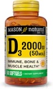 MASON NATURAL Vitamin D3 2,000 IU Ultra Strength, Bone Mechanic, Strength & Immune Health, 60 Softgels