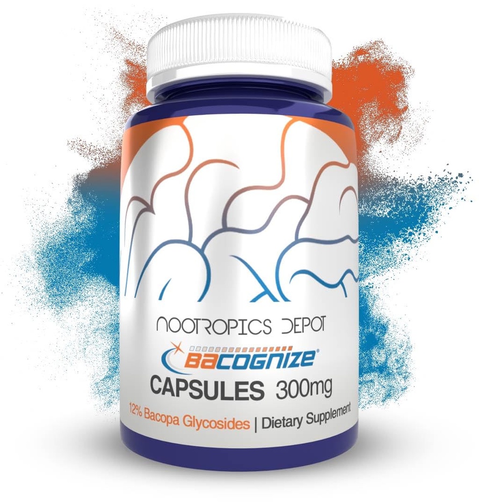 Nootropics Depot BaCognize Bacopa Monnieri 300mg Κάψουλες (120 Count) Ayurvedic Herb Non-GMO, Gluten Free, και χορτοφάγοι Φιλικοί