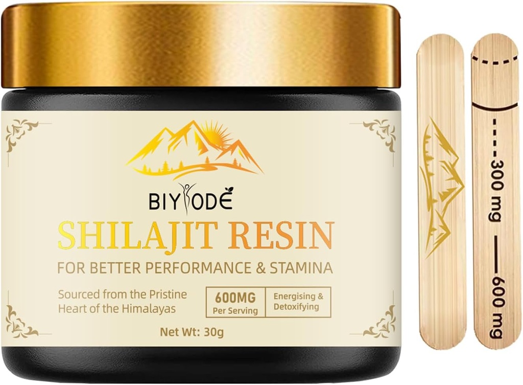 600mg Shilajit Himalayan Shilajit Resin - Καθαρός χρυσός βαθμός 100% Βιολογικό Shilajit με Fulvic Acid & 85+ Trace Minerals Complex για την ενέργεια & ανοσοποιητική υποστήριξη για άνδρες & γυναίκες 30 γραμμάρια (1 τεμ)