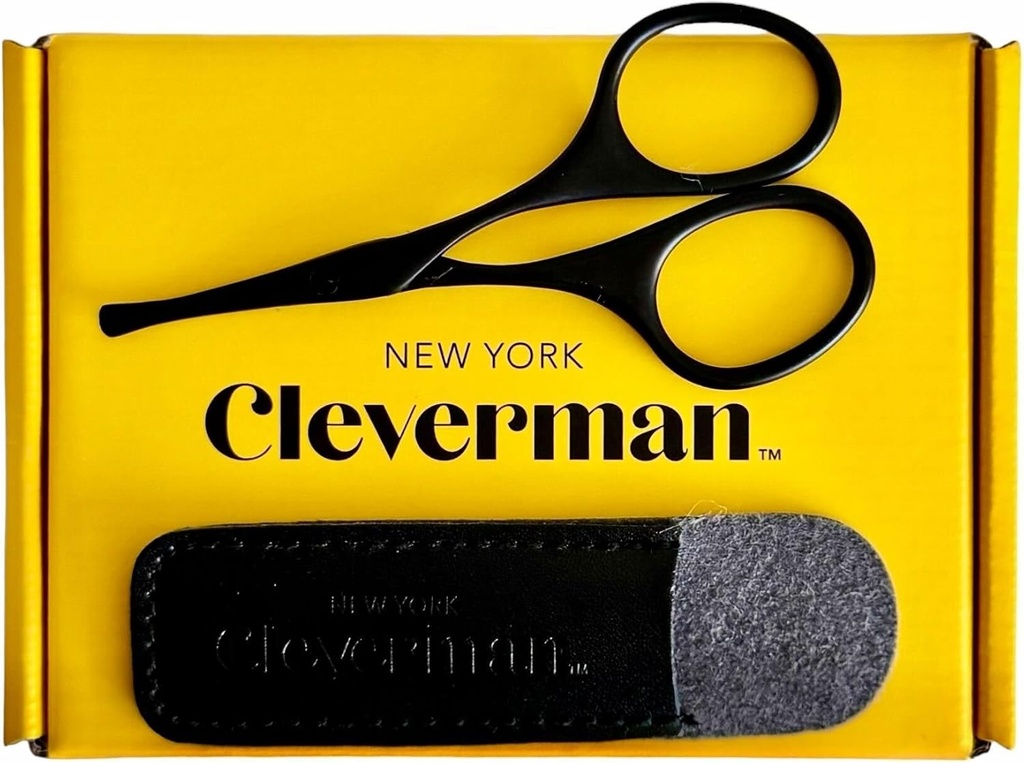 Cleverman Premium Yüz Saç Saçları –Professional Nose Hair Scissors, Curved Safety Blades ve Rounded Tips for Eyebrow, Mustache, Beard, Ear Hair Trimming. Erkekler için paslanmaz Çelik Odaklı Araçlar