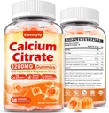 Calcium Citrate Supplement Gummies for Adult - Sugar Free Calcium Citrate 1200 Mg with Magnesium 300 Mg & Vitamin D3 - Organic Chewable Calcium Supplements for Women & Men