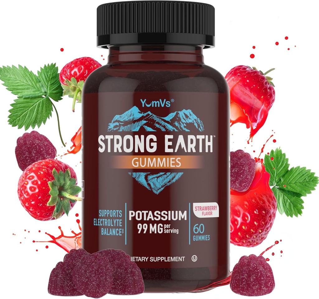 YumVs P properties Supplement Gummies - Strawberry Flavor - 99 mg (as Piyal Citrate) hizmet başına - Destekler Elektrolyte Balance - Vegetarian Kosher Halal Gluten Free Pure P properties Gummies (60 Count)