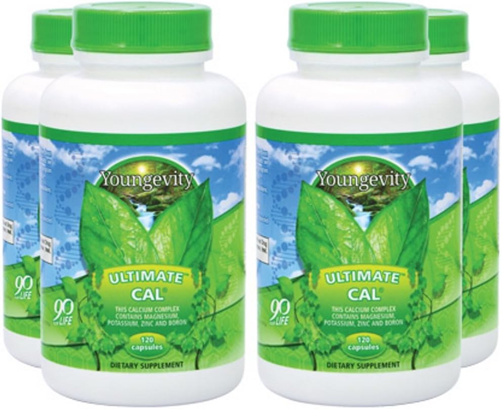 Youngevity Ultimate Cal - Magnezyum Bone Health Supplement with D-3, çinko, Pyum, Boron - Yüksek derecede Absorbable - Immune and Common & Ligament Support - 120 Capsules (Pack of 4)