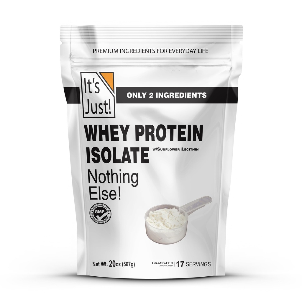 Sadece! - Whey proteini Isolate, Ultra Premium Grass-Fed, Unflavored, ABD'de Made in USA, Pure 90 protein, Only 1g Carb, No add Sugar (1.25 Pound)