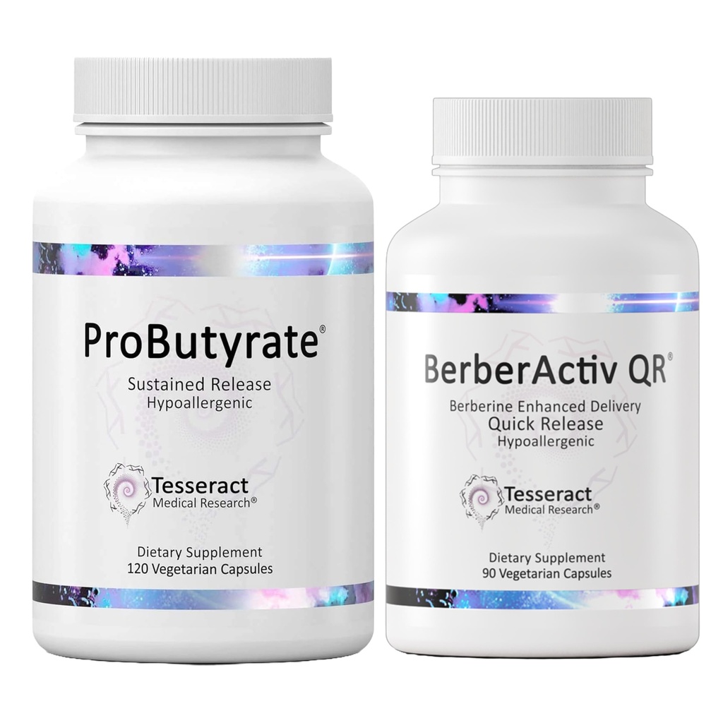 Optimal Gut & Immune Support, ProButyrate Butyric Acid Complex Gut Health Supplement (120 Capsules) and BerberActiv-QR Berberine Immune Support Supplement (90 Capsules) Bundle, Hypoallergenic Formula