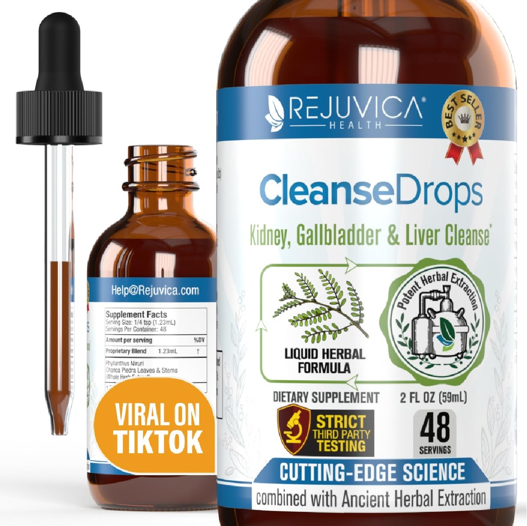 Cleanse Drops - Advanced Kidney & Gallbladder Cleanse Υποστήριξη συμπλήρωμα - Υγρή Παράδοση για Καλύτερη Απορρόφηση - Chanca Piedra Χρησιμοποιείται στο Αμαζόνιο τροπικό δάσος
