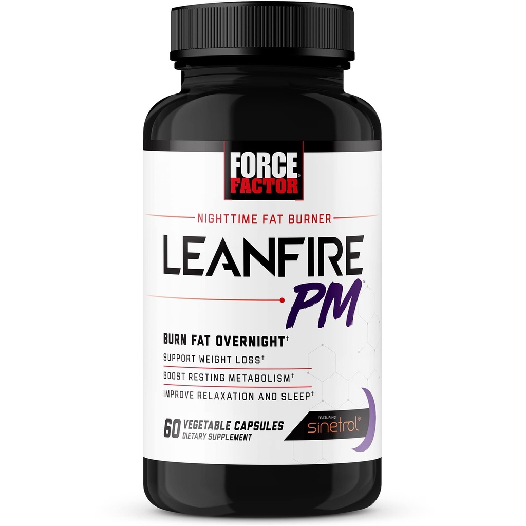 Force Factor LeanFire PM Χάπια απώλειας βάρους για γυναίκες & άνδρες, Fat Burner & Overnight Χάπια απώλειας βάρους για να κάψει το λίπος, ενίσχυση του μεταβολισμού, βελτίωση του ύπνου, ισχυρή φόρμουλα για απίστευτα αποτελέσματα, 60 κάψουλες