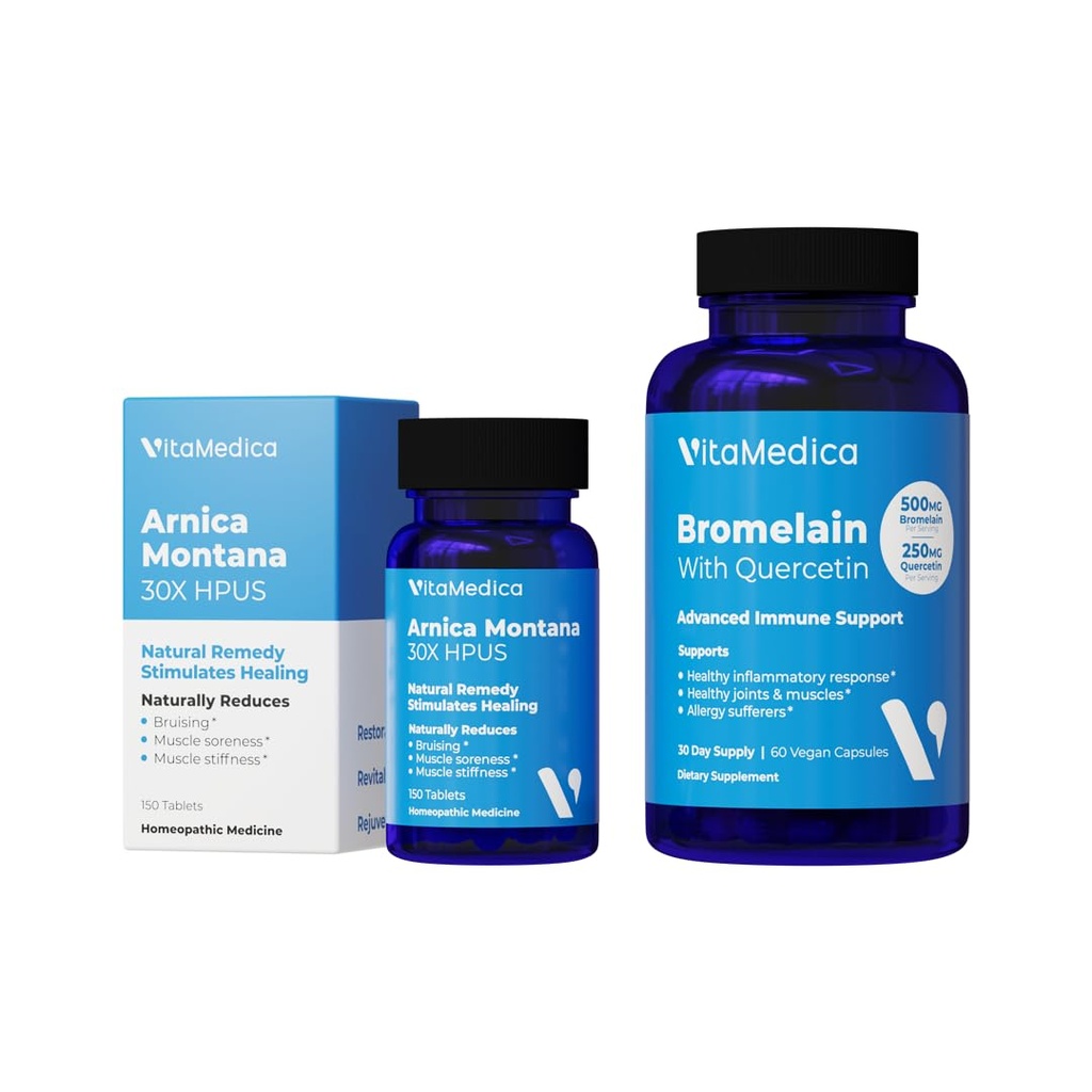 VitaMedica | Arnica Montana 30X ve Bromelain with Quercetin Sche | Arnica Montana | Bromelain | Quercetin | Recovery Sche | Plant Based | Made in USA