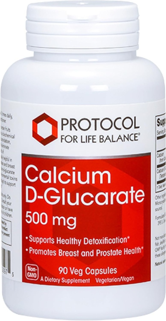 PROTOCOL FOR LIFE BALANCEelli D-Glucarate - 500 mguba D Glucarate - Detox Desteği - Em & Prostate Health - Non-GMO & Dairy Free - 90 Veg Caps