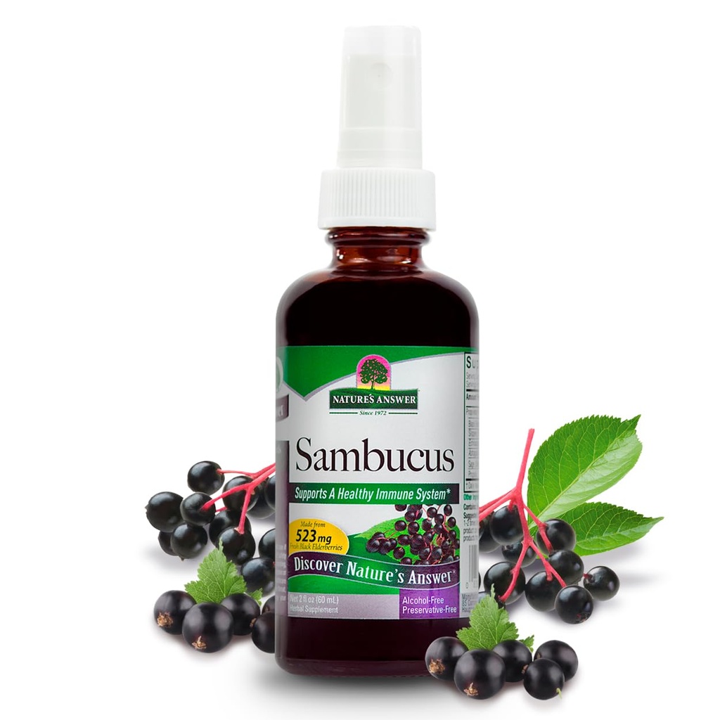 Nature's Cevap Sambucus Spray | Sağlıklı Immune System | Terpery Elm, Sage & Echinaea | Alkol Özgür, Gluten-Free, Kosher Sertifikalı ve Hiçbir Preservatif 2oz