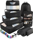Veken 10 Set/8 Gezi Essentials, Suitcase Organize çanta 4 Boyutta, Büyük Çamaşır & Tuvalet Bag ile Bagaj Aksesuarları, Uçak, Yol Gezisi ve Kampı İçin Yapmalı