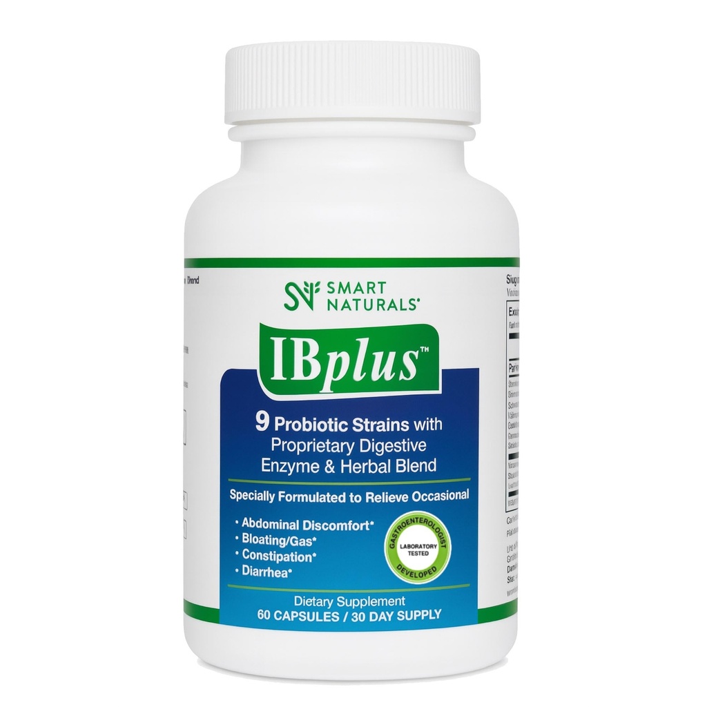 IBplus® Probiyotik, Digestive Enzyme & Herbal Meeting, Irritable Bowel Abdominal Pain, Constipation, Diarrhea, Gas/Bloating -Proprietary Formula Smart NaturalsTM
