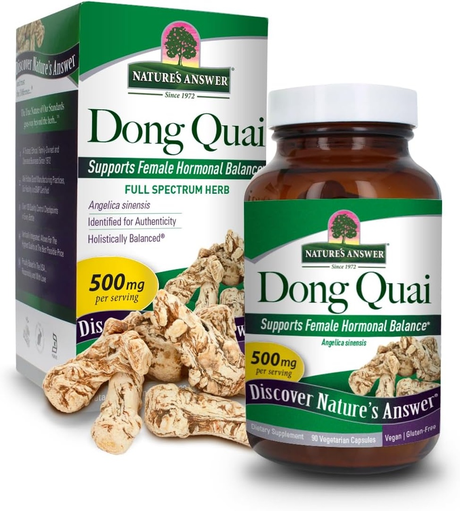 Nature's Answer Dong Quai Root 1000mg | Diyet Supplement | Destekler Kadın Hormon Dengesi | Non-GMO, Vegan, Kosher Sertifikalı & Gluten-Free | Vegetarian Capsules 90ct