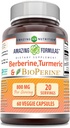 Amazing Formulas Berberine Turmeric & Bioperine 800 mg 60 Veggie Capsules Supplement | Non GMO | Gluten Free | Made in USA | Ideal for Vegetarians