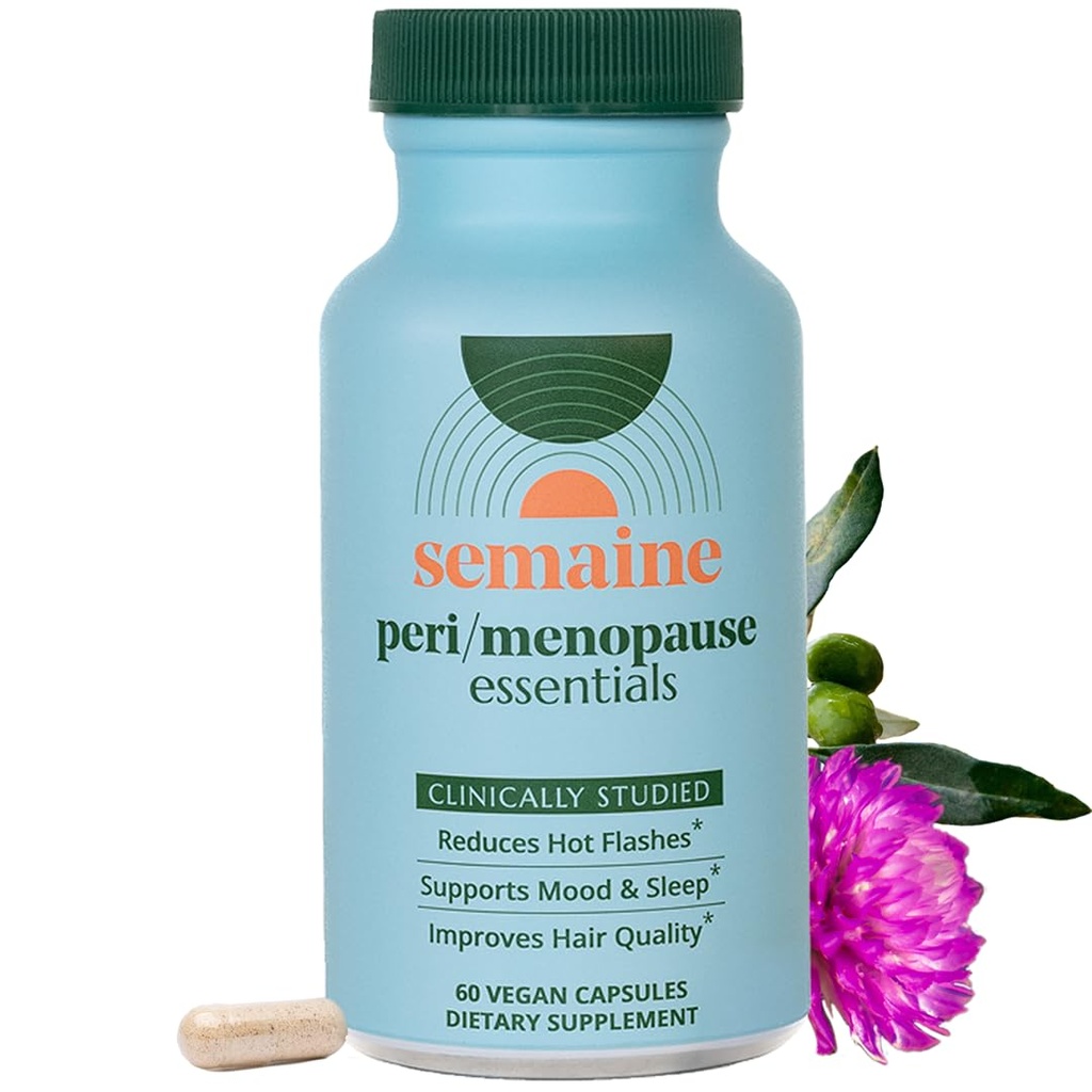 Semaine Peri/Menopause Essentials, 30 Ct. - Fuller Hair, No More Hot Flashes, Hormone Balance, Better Sleep & More - Clinically-Studed, Non-Hormonal Formula