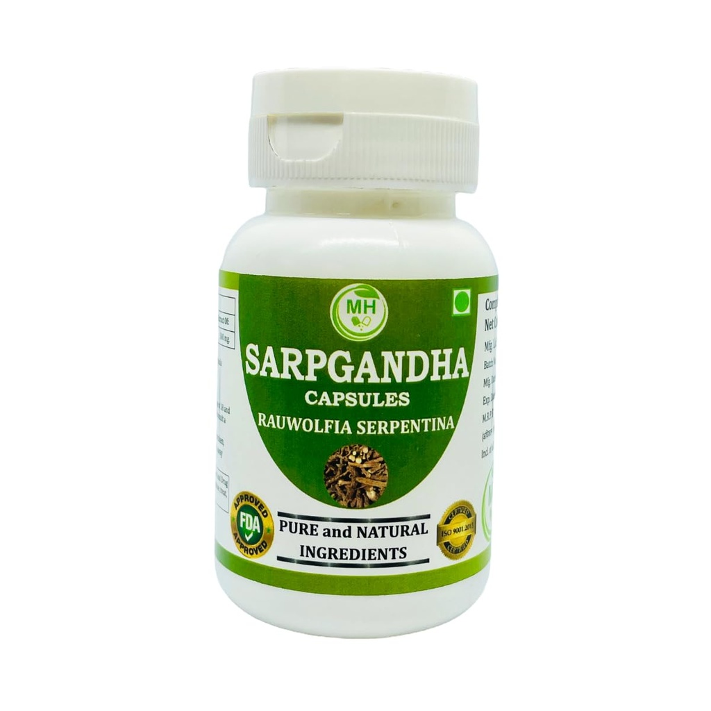 Morsan Healthcare Sarpgandha (Rauvolfia Serpentina) 500 mg. Καψάκια, Καθαρό και Βότανο Συμπλήρωμα 60 mg.