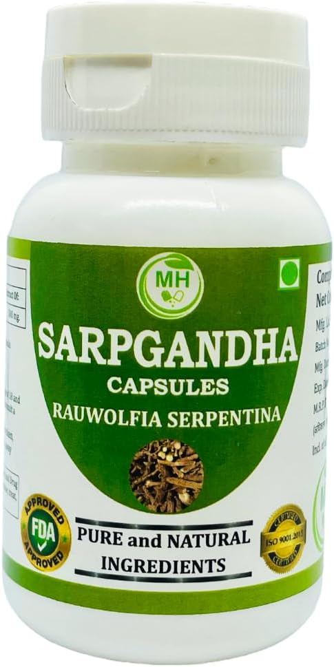 Morsan Sağlık Sarpgandha (Rauvolfia Yılanina) 500 mg. Capsules, Pure ve Herbal Supplement 60 mg. Veg. Capsules