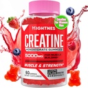 Creatine Monohydrate Gummies for Men & Women - Creatine Pre-Workout Gummies with Taurine & Vitamin B6 B12 for Maximum Strength, Muscle, Energy, Endurance & Focus, Organic, Vegan-60 Count