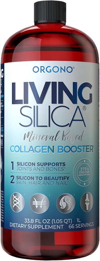 Orgono Yaşayan Silica Collagen Branson | Vegan Mineral-Based Silica Supplement | Ortak & Bone Support, Glowing Skin, Güçlü Saç & Nails | 33.8 Fl Oz Oz Oz