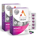Aktif Demir Supplement 25 mg + Kadınlar için Çokvitamin - Klinik olarak Enerjiyi artırmak ve Tiranlığı azaltmak - Nazik olmayan Demir + Kadın Çokvitamin - 60 Capsules + 60 Tabletler